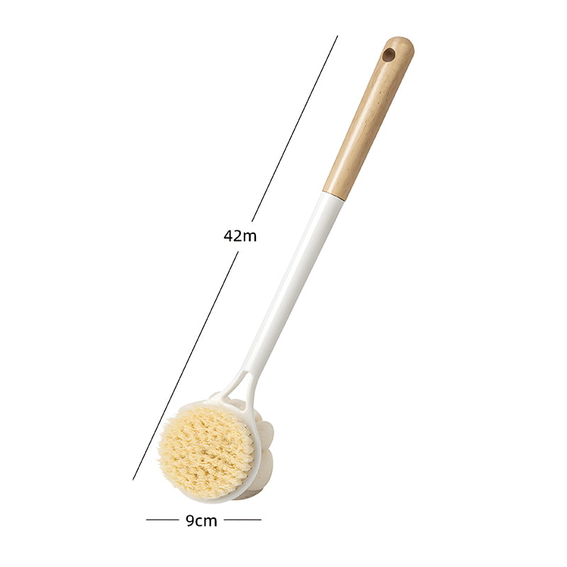 Wood Handle Natural Loofah Dual Side Bath Brush