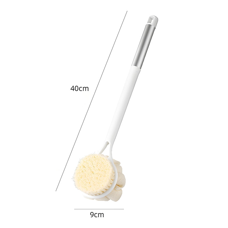Aluminum Handle Firm Grip Loofah Dual Side Bath Brush