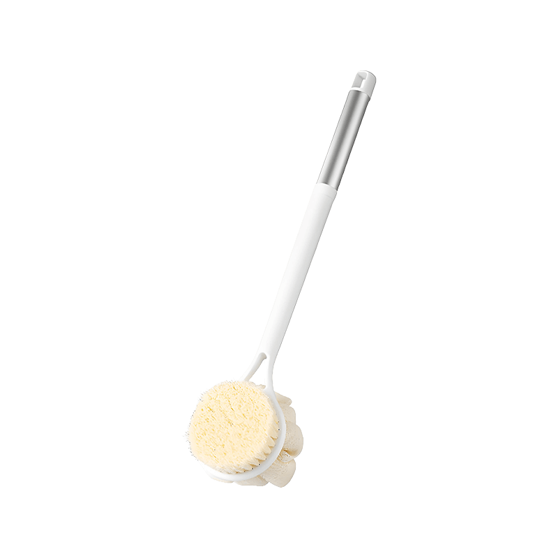 Aluminum Handle Firm Grip Loofah Dual Side Bath Brush