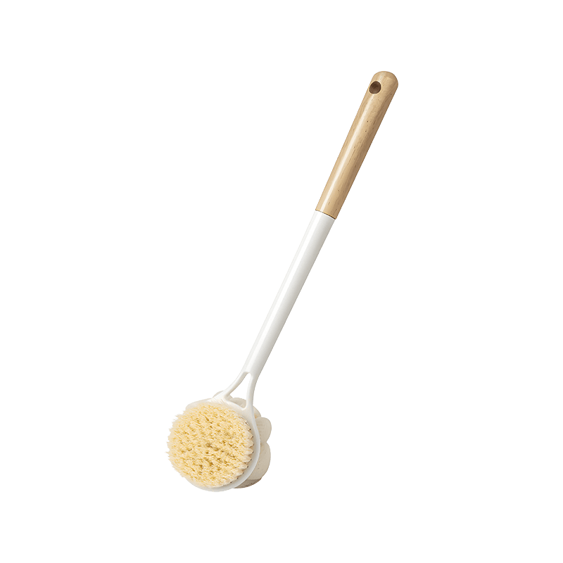 Wood Handle Natural Loofah Dual Side Bath Brush