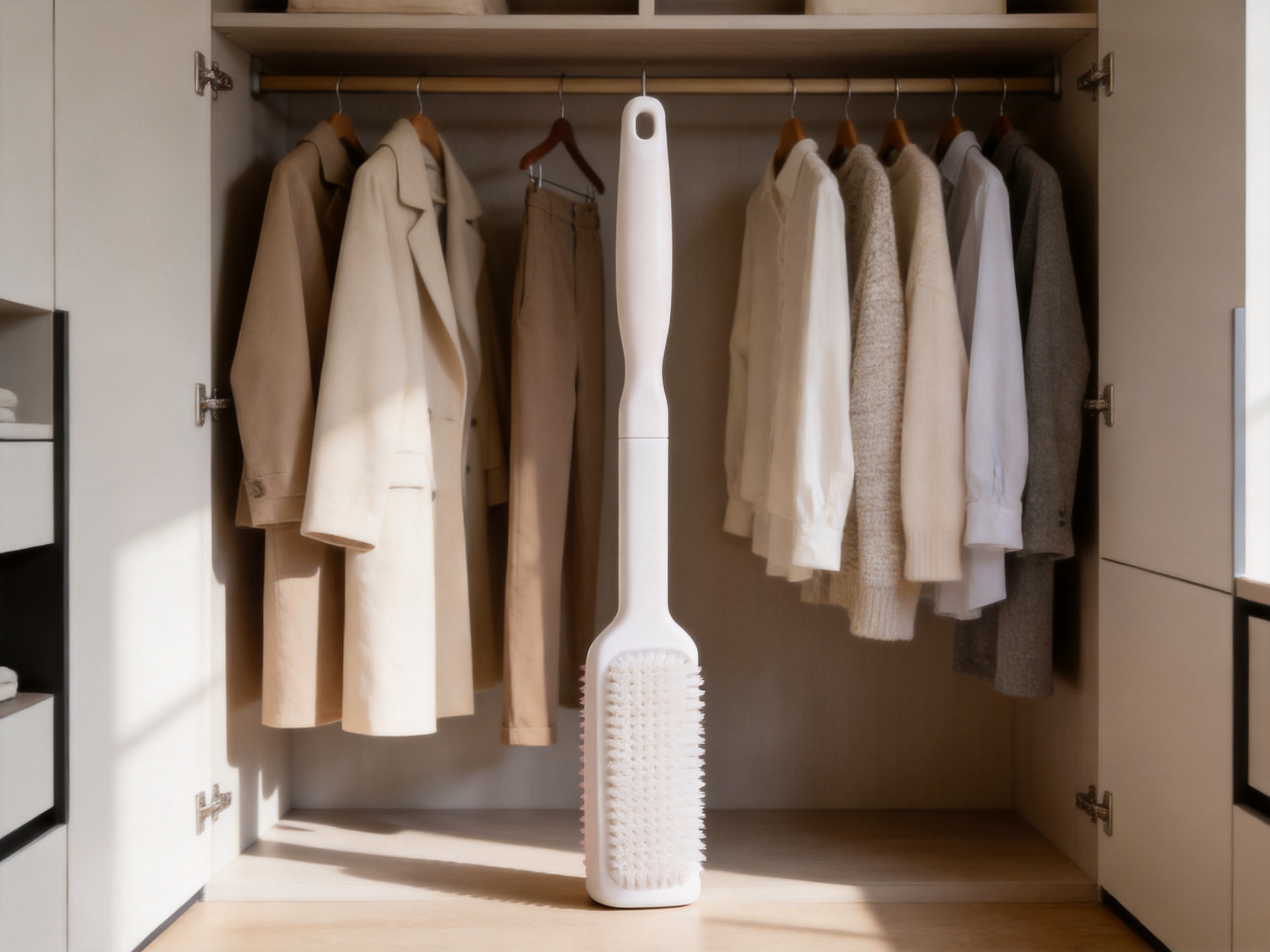Vertical Storage-Friendly Clothing Brush for Efficient Garment Care