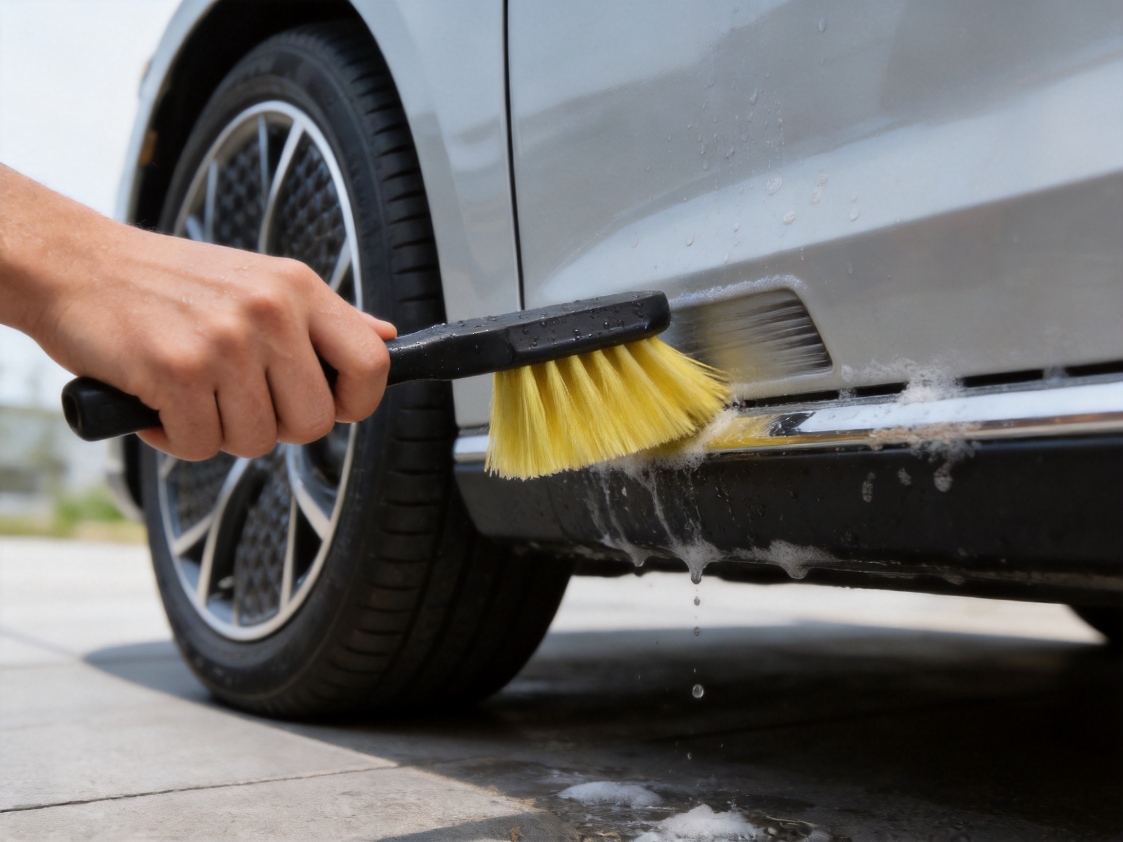 Short-Handled Car Brush with Yellow Bristles: A Practical Solution for Controlled Vehicle Cleaning
